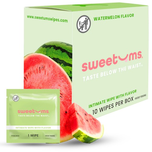 Sweetums Watermelon Intimate Wipes 10-Pack