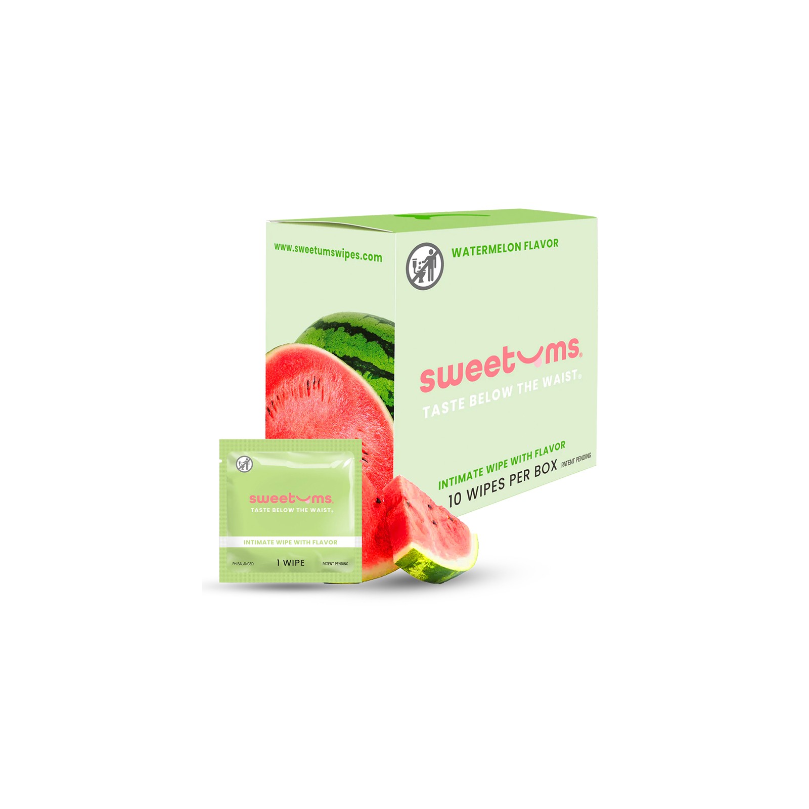 Sweetums Watermelon Intimate Wipes 10-Pack