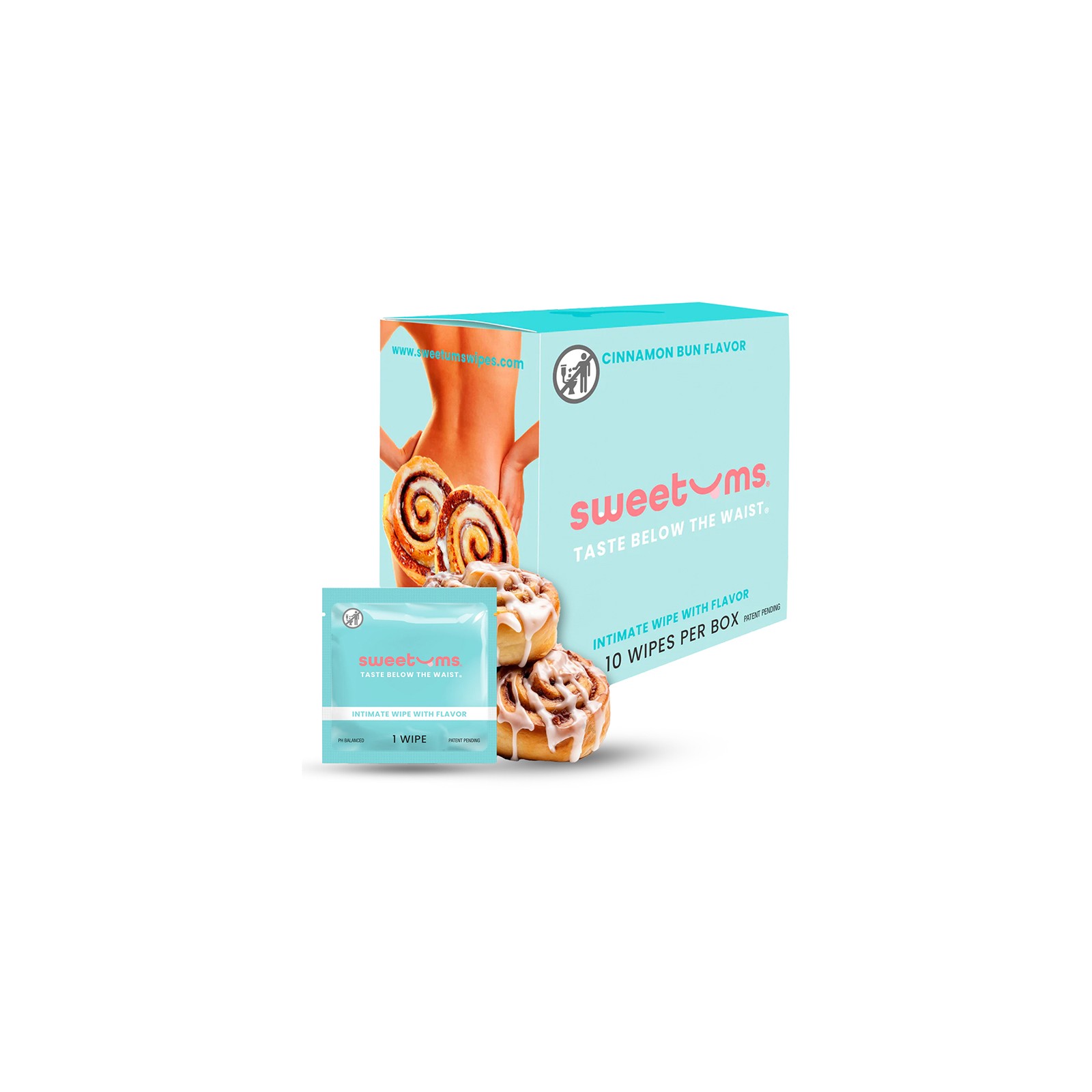 Sweetums Intimate Wipes Cinnamon Bun Flavor 10-Pack