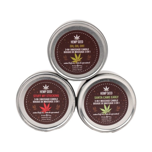 Holiday Hemp Seed Massage Candle Trio for Relaxation