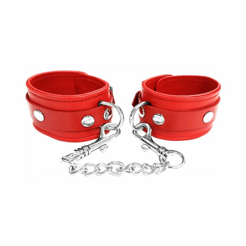 Rouge Plain Leather Ankle Cuffs - Sensual Restraint