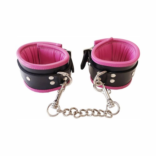 Rouge Padded Leather Wrist Cuffs Black/Pink