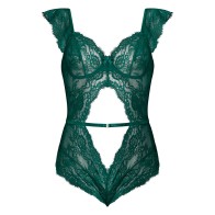 Magic Silk Evermore Cutout Romper Emerald S/M - Luxurious Feel