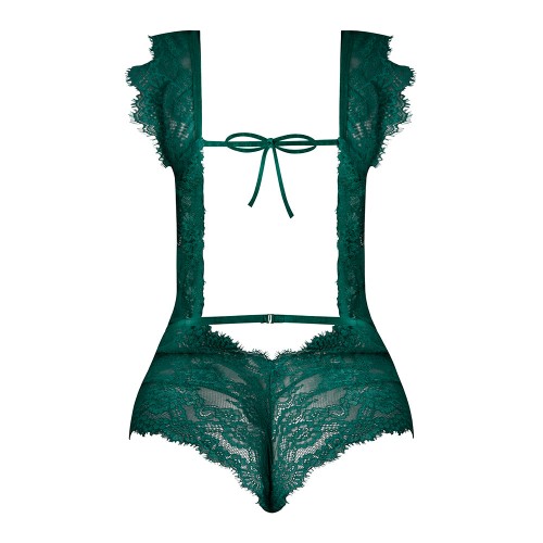 Magic Silk Evermore Cutout Romper Emerald S/M - Luxurious Feel