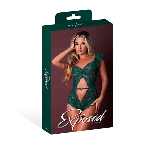 Magic Silk Evermore Cutout Romper Emerald S/M - Luxurious Feel