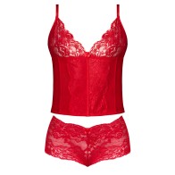 Conjunto de Bustier y Boy Short Plunge de Silk Sugar Alto Rojo L/XL