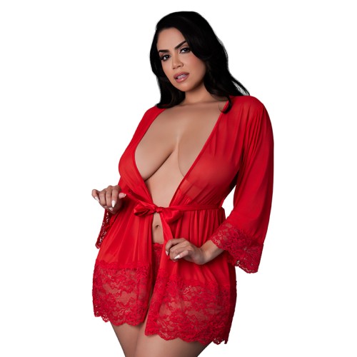 Sugar High 3/4 Sleeve Robe in Red