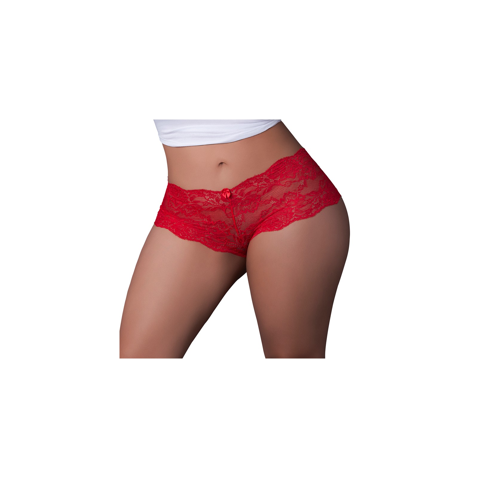 Magic Silk Sugar High Lace Boy Short Red Queen Size