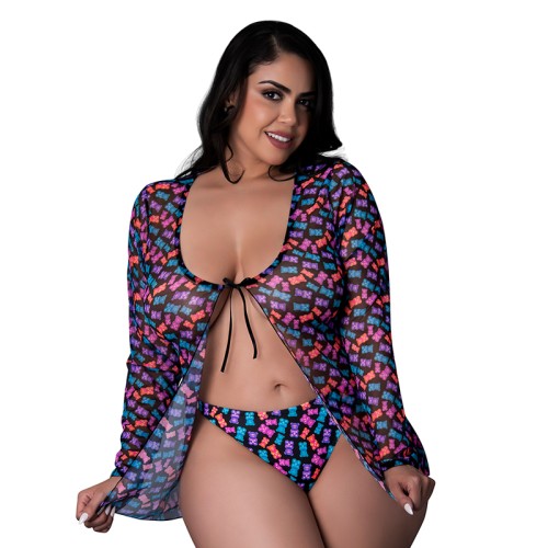 Magic Silk Hazy Dayz Conjunto Chaqueta Tie Front Tanga