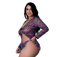 Magic Silk Hazy Dayz Conjunto Chaqueta Tie Front Tanga