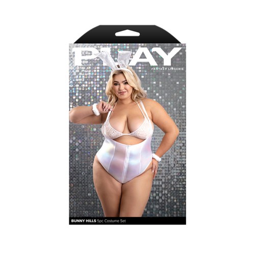 Fantasy Lingerie Play Bunny Hills 5-Piece Bunny Costume Set White XL/2XL