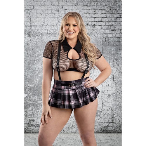 Fantasy Lingerie Skipping Class 4-Piece Costume Set Black XL/2XL