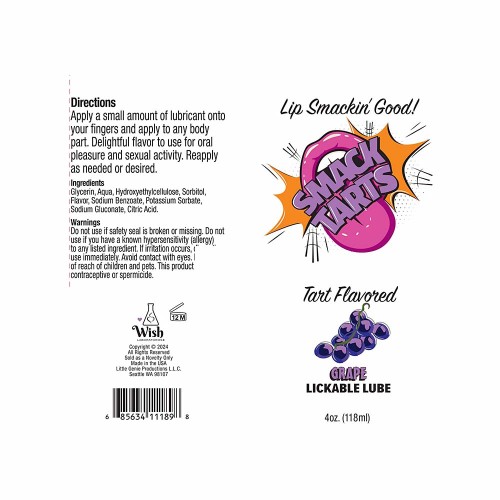 Lubricante Smack Tarts Lickable Grape 4 oz