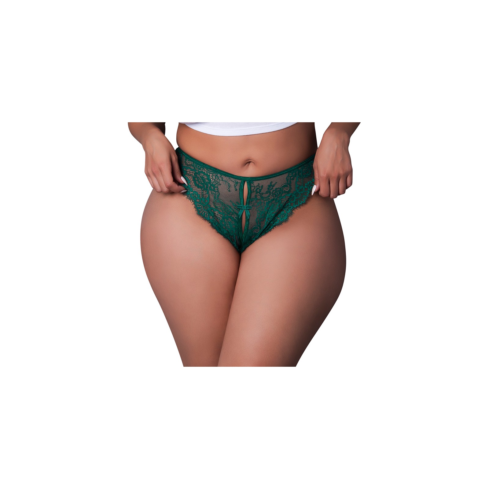 Magic Silk Evermore Panty de Crotch Abierto Esmeralda Talla Queen