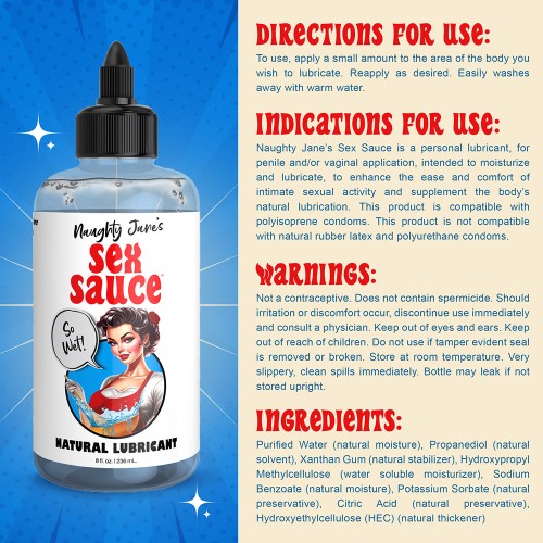 Naughty Jane's Sex Sauce Natural Lubricant 8 oz.