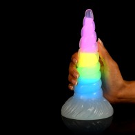 Dildo Arcoíris de Silicona que Brilla en la Oscuridad