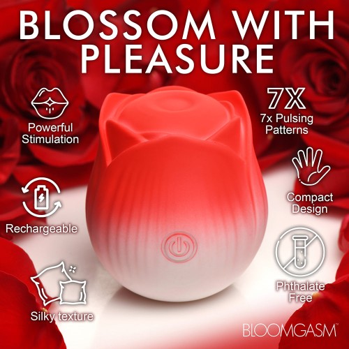 Bloomgasm Pulsing Petals Throbbing Rose Stimulator Red - Warming Pleasure