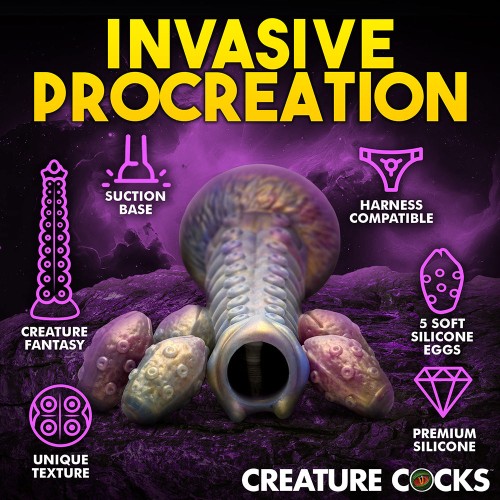 Creature Cocks Deep Invader Tentacle Ovipositor Dildo with Eggs