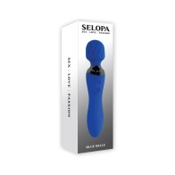 Selopa Blue Belle Dual-Ended Wand Vibrator Rechargeable Silicone