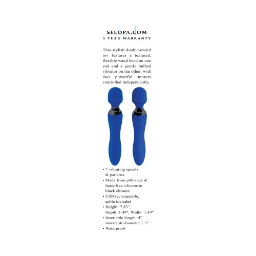 Selopa Blue Belle Dual-Ended Wand Vibrator Rechargeable Silicone