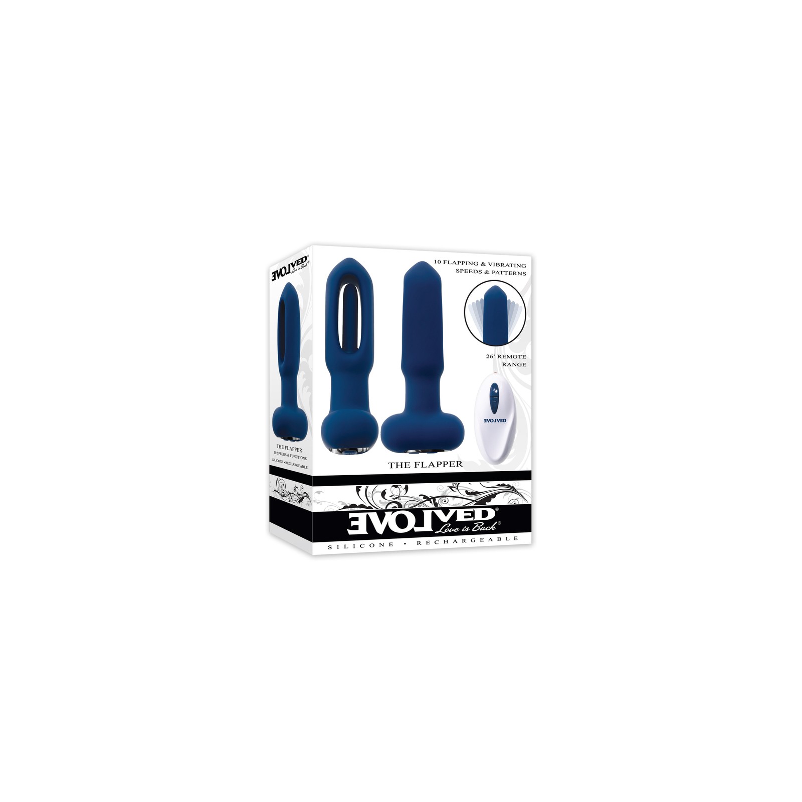 Evolved The Flapper Rechargeable Vibrator with Remote Silicone Blue