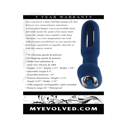 Evolved The Flapper Vibrador Recargable con Control Remoto Silicona Azul