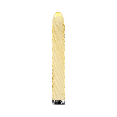 Playboy Twist Of Fate Rechargeable Glass Vibrator Yellow