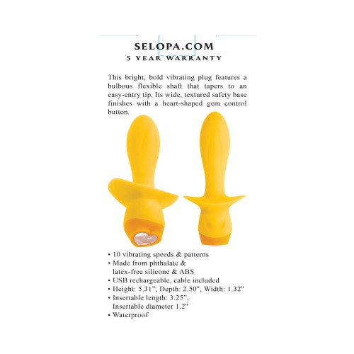 Vibrating Plug with 10 Speeds Yellow