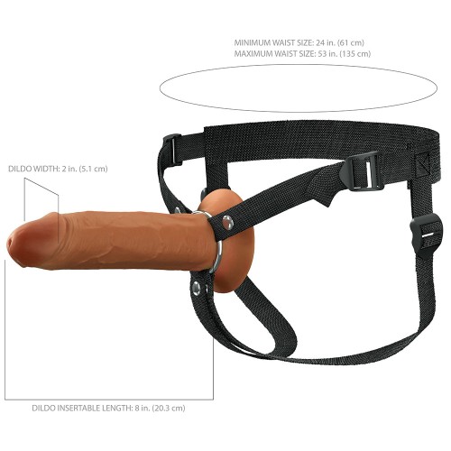 Dildo Strap-On Hueco de Silicona Elite 8 in. Marrón