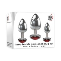 Three Hearts Gem Anal Plug Set for Ultimate Pleasure