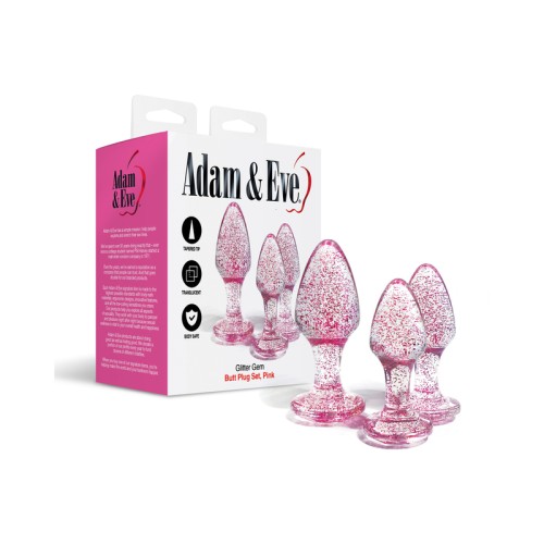 Juego de Plug Anal de Gemas Brillantes Adam & Eve Rosa