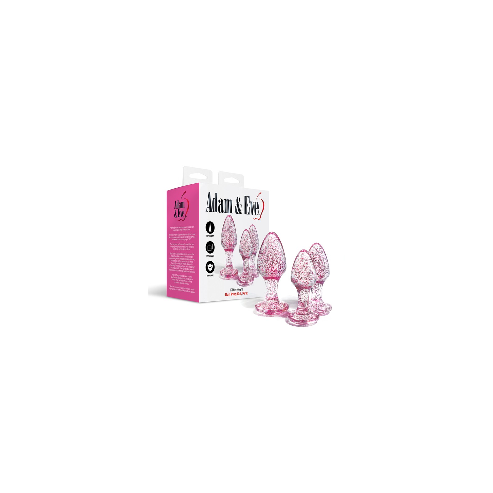 Juego de Plug Anal de Gemas Brillantes Adam & Eve Rosa