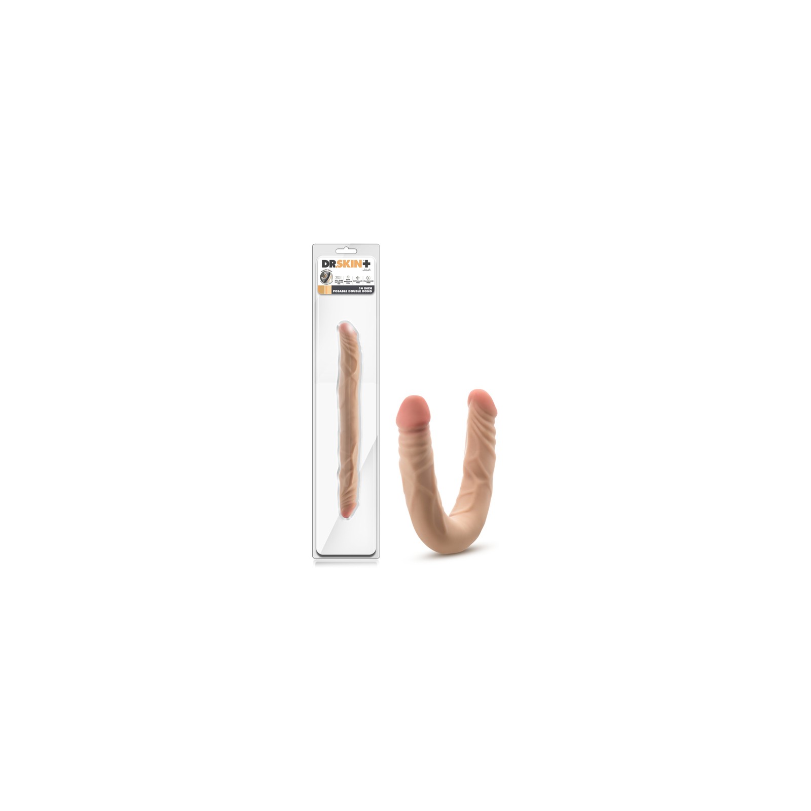 Dildo Doble Posable Dr. Skin Plus 14 in.