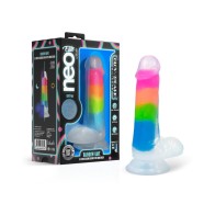 Dildo Neo Elite que Brilla en la Oscuridad Rainbow Rave - 6.5 in.