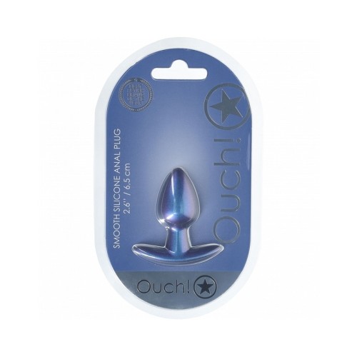 Ouch! Smooth Silicone Anal Plug Small 2.6 in. Metallic Blue - Chic Exploration