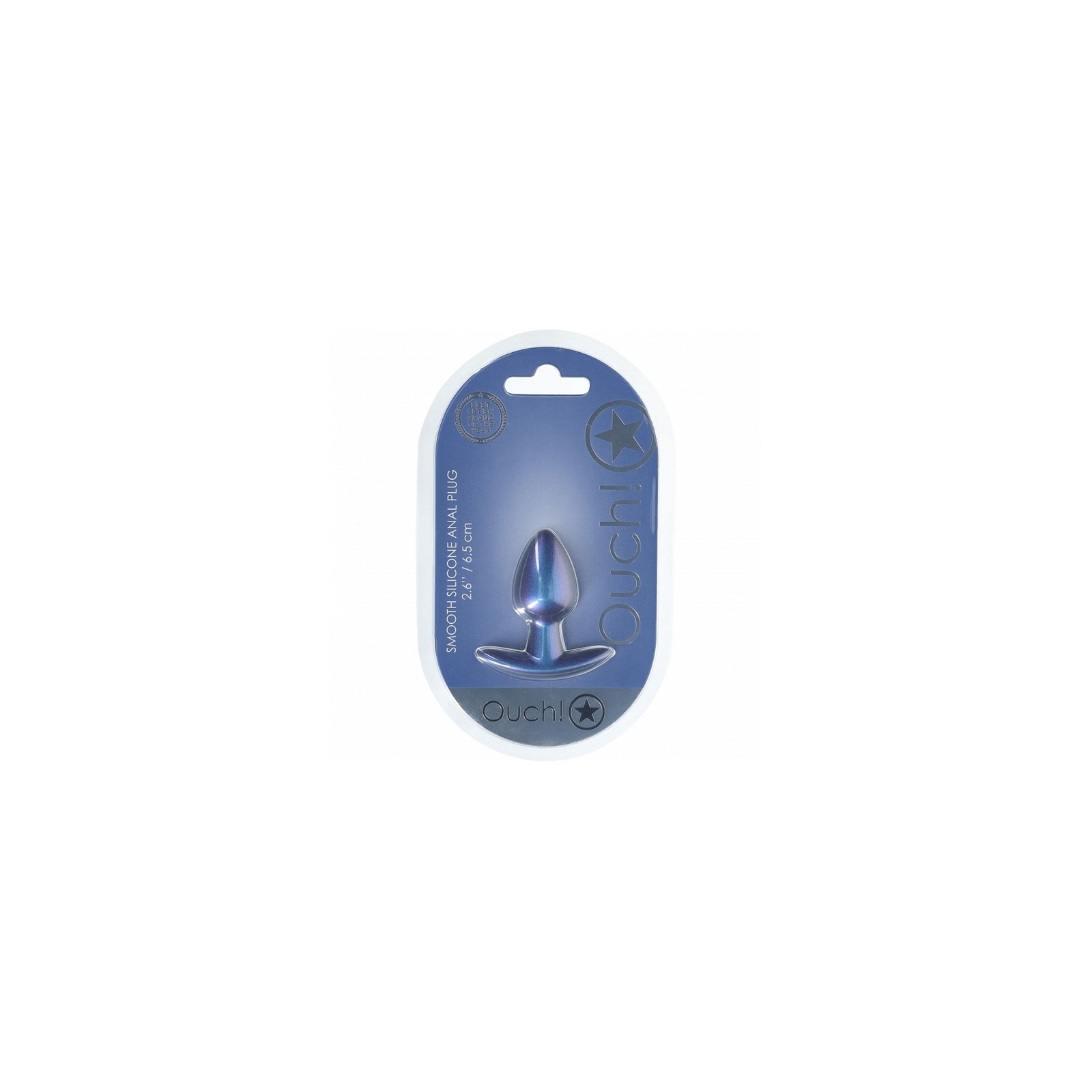 Plug Anal Suave de Silicona Ouch! Pequeño 2.6 in. Azul Metálico - Exploración Chic