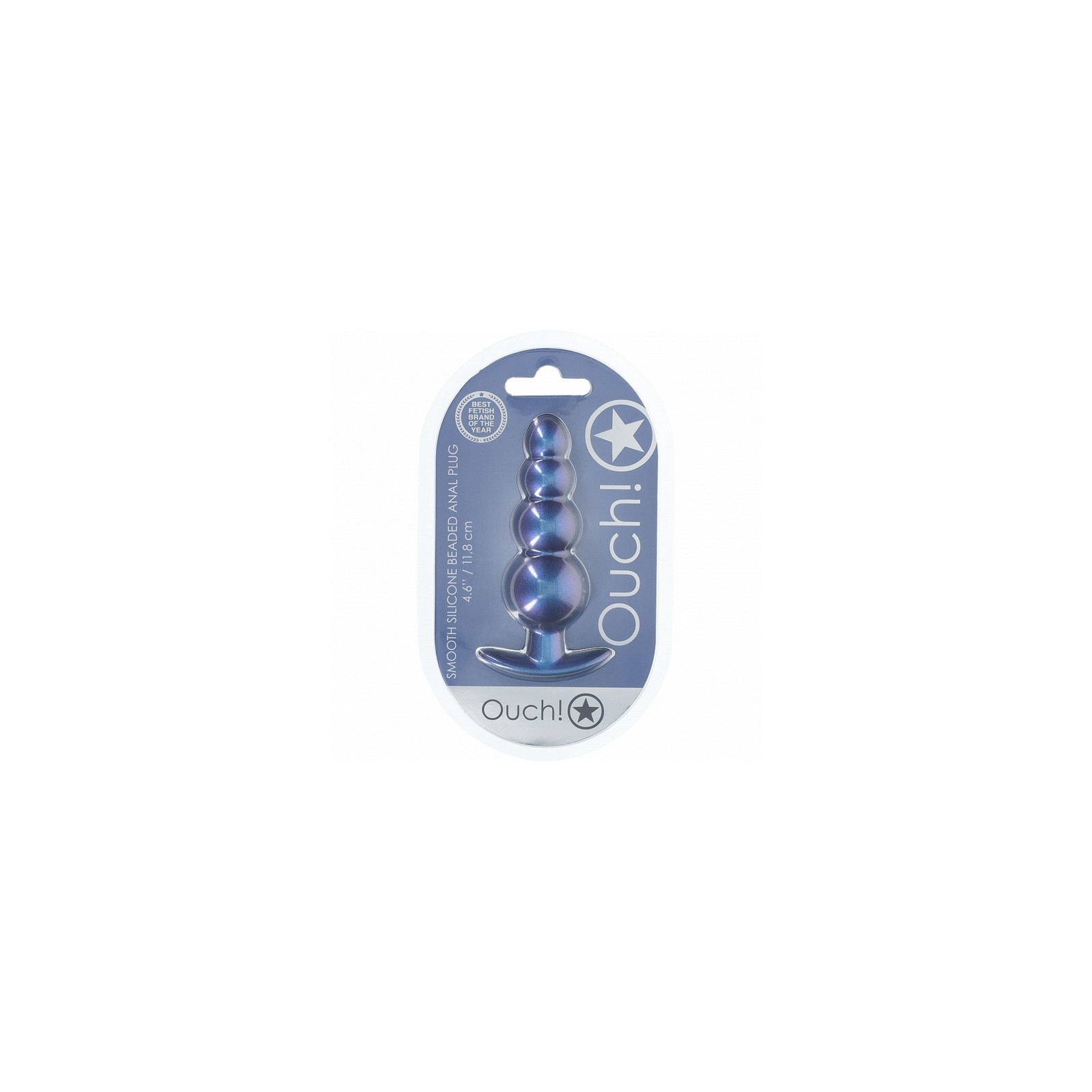 Ouch! Beaded Anal Plug - Metallic Blue