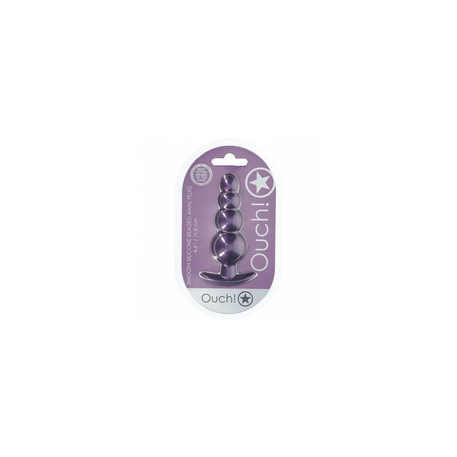 Ouch! Beaded Anal Plug 4.6 in. - Metallic Purple