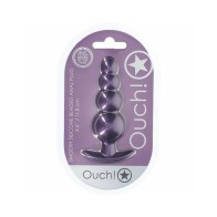 Ouch! Beaded Anal Plug 4.6 in. - Metallic Purple