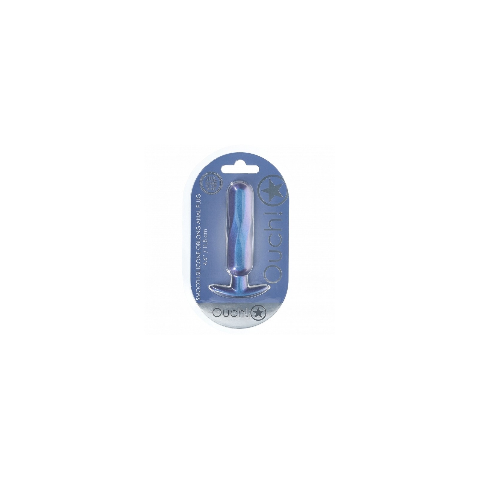 Ouch! Smooth Silicone Oblong Anal Plug 4.6 in. Metallic Blue