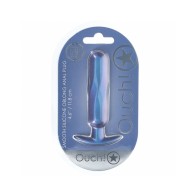 Plug Anal Oblongo de Silicona Suave Ouch! 4.6 in. Azul Metalizado