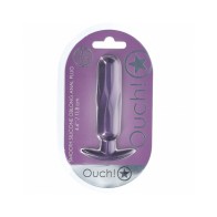 Ouch! Plug Anal Oblongo de Silicona Suave 4.6 in. Metálico Púrpura