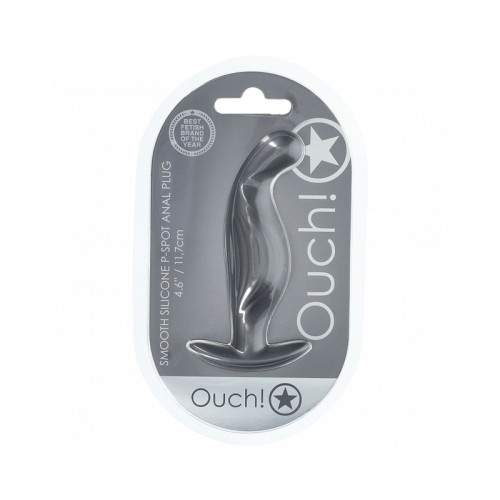 Ouch Smooth Silicone P-Spot Anal Plug 4.6 in Gun Metal