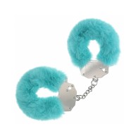 Blue Heavy-Duty Fluffy Handcuffs for Safe Play