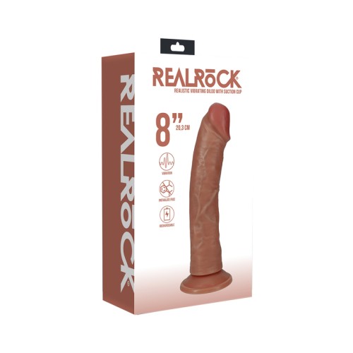 RealRock 8 in. Dildo Vibrante Curvado Color Beige