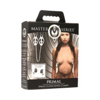 Master Series Spiked Clover Nipple Clamps with Chain