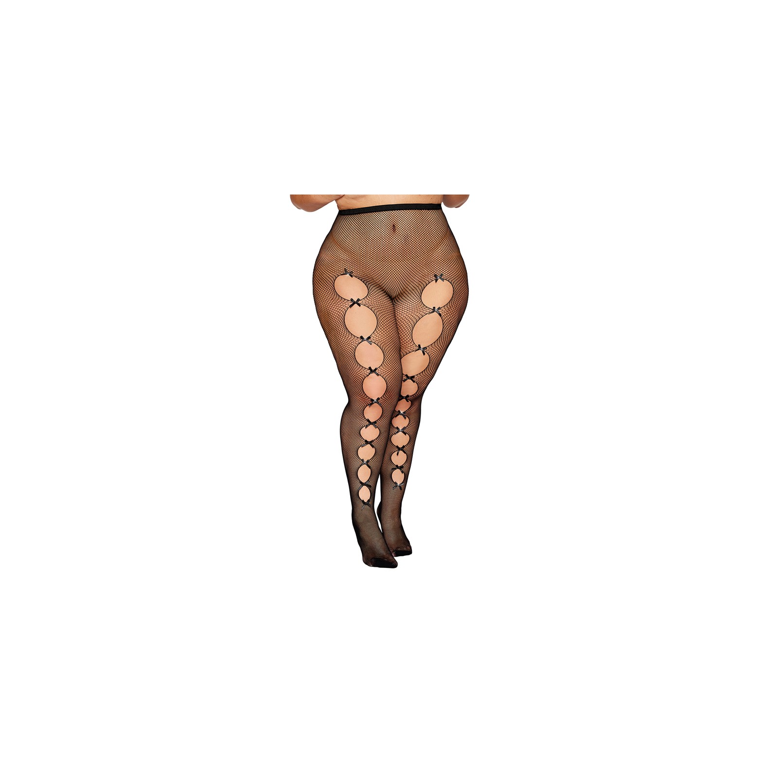 Dreamgirl Plus Size Fishnet Pantyhose with Cut-Out Details