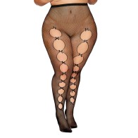 Dreamgirl Plus Size Fishnet Pantyhose with Cut-Out Details