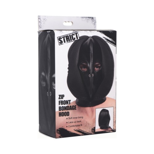 Capucha de Bondage con Cierre Frontal Estricto para Juego Sensorial