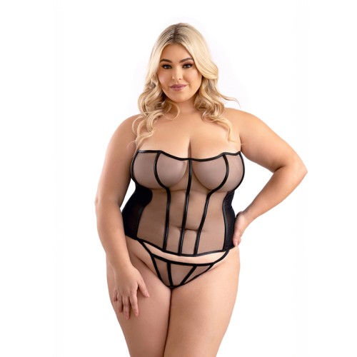 Corset de Malla Lingerie Fantasía con G-String a Juego